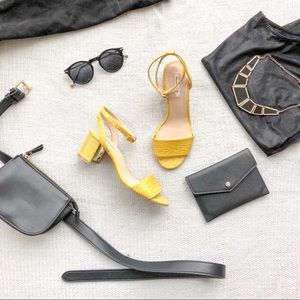 Massimo Dutti Yellow Block heel sandals
